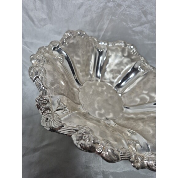 Vintage WMF Germany Ikora EP Silver Plate Floral Footed Serving Bowl 11” - Picture 4 of 16